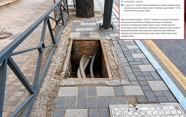 Bakıda yolun ortasında açıq qalan şaxta sakinlər üçün təhlükə yaradıb - FOTO
