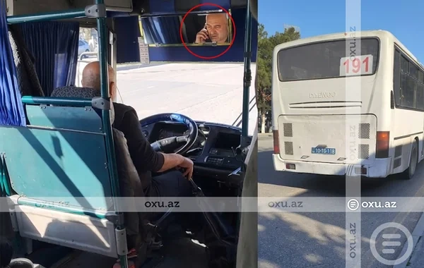 Sükan arxasında telefonla danışan avtobus sürücüsü CƏZALANDIRILDI - FOTO - VİDEO