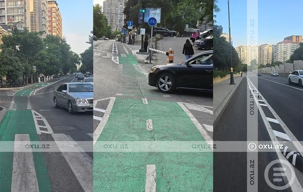 Bakıda velosiped zolağı ilə bağlı narazılıq: "Qəza riski yaranır" - FOTO