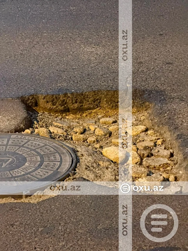 Bakıda çökən yol sürücüyə 800 manata başa gəldi - FOTO - VİDEO