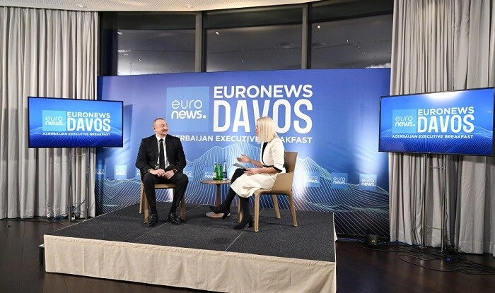 İlham Əliyev Davosda "Avronyus"a müsahibə verdi- Foto