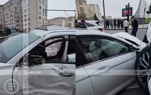 Bakıda "Changan" və "Geely" toqquşdu - VİDEO