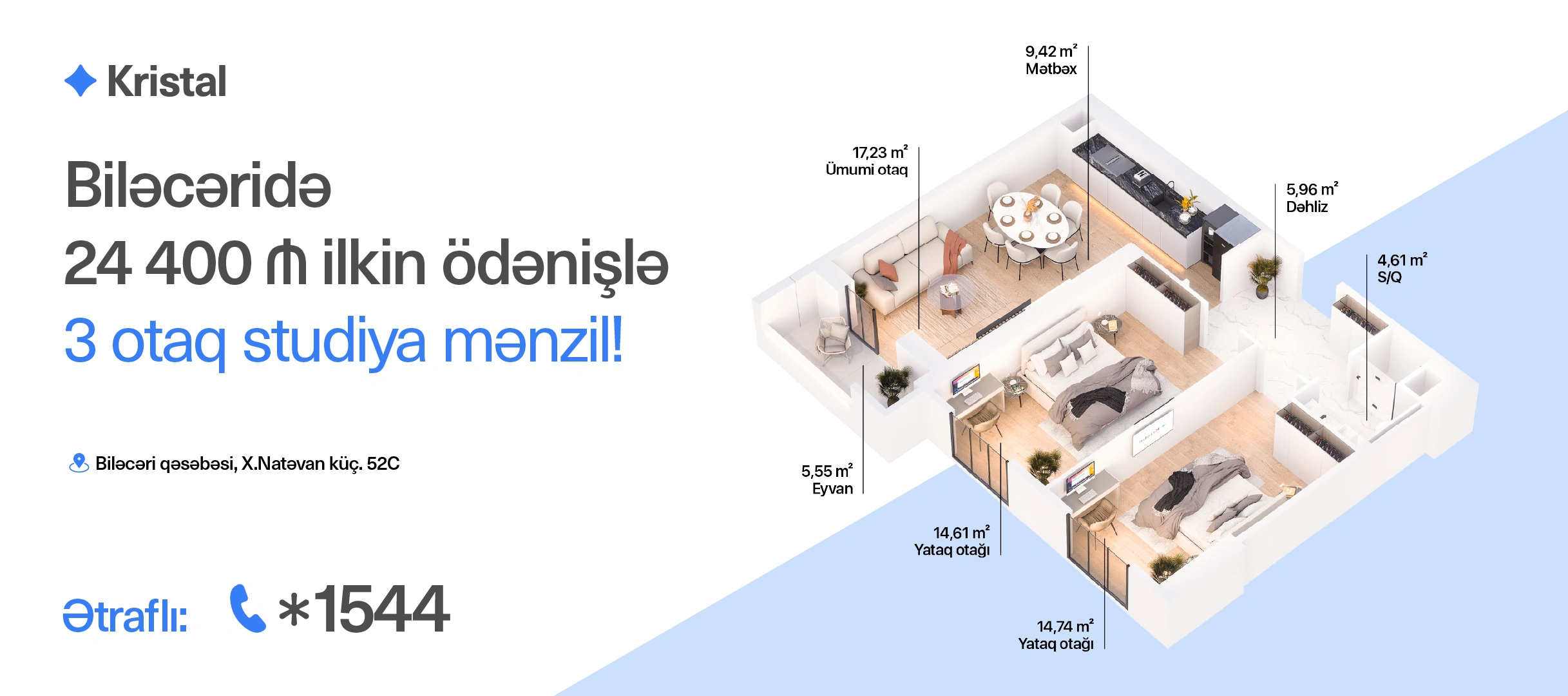 “Evini hissə-hissə al” modeli ilə Biləcəridə mənzil sahibi ol