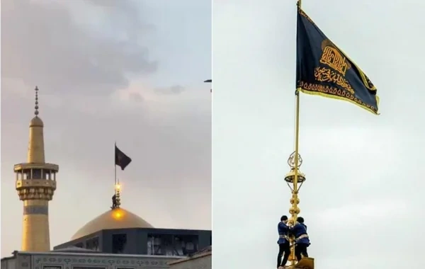 Məşhəddə Əli Xameneinin öldürülməsindən sonra qara matəm bayrağı qaldırıldı