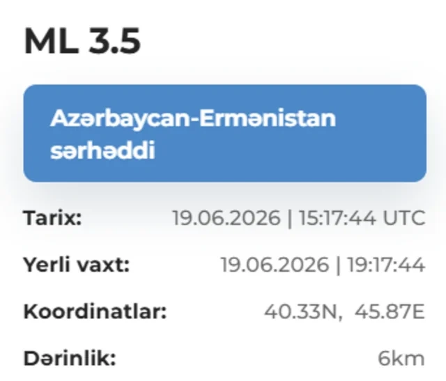 Azərbaycan-Ermənistan sərhədində zəlzələ oldu