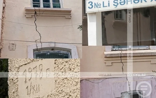 Sumqayıt xəstəxanasında təhükəli vəziyyət: Divarlar çatlayıb, tavan dağılır - FOTO