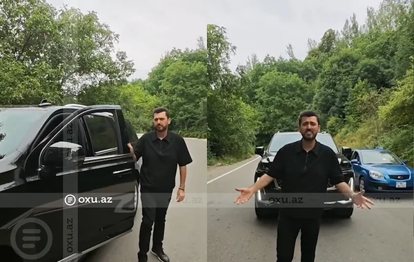 Maşını yolun ortasında saxlayıb mahnı oxudu: Əməkdar artistdən QAYDA POZUNTUSU - VİDEO