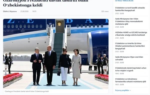 Özbəkistan mətbuatı Azərbaycan Prezidentinin dövlət səfərinin nəticələrini geniş işıqlandırıb - FOTO
