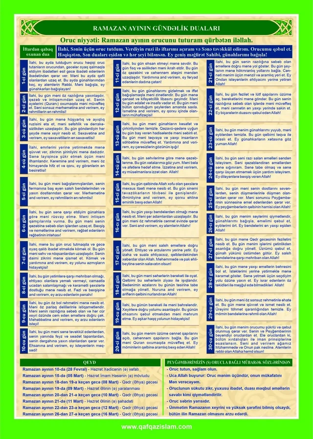 Ramazan ayının təqvimi AÇIQLANDI