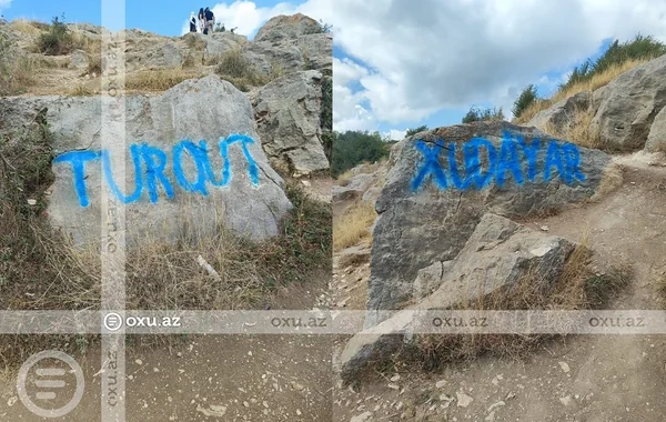 Şuşanın qayalarını "xatirə dəftəri"nə çevirdilər - Xoşagəlməz mənzərə - FOTO