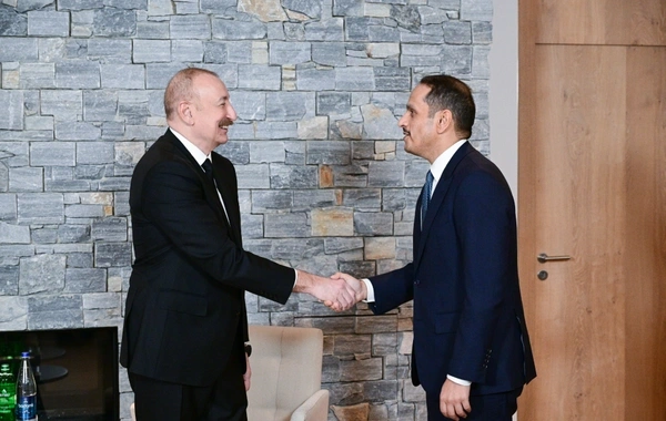 Prezident İlham Əliyev Davosda Qətərin baş naziri və xarici işlər naziri ilə görüşüb