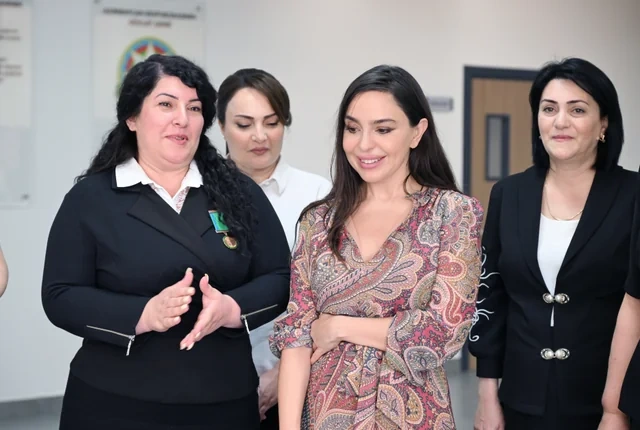 Leyla Əliyeva Yevlaxda məktəb binasının açılışında iştirak edib - FOTO