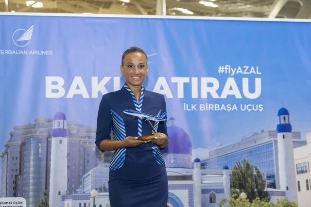 Azərbaycan Hava Yolları Atırauya ilk reysini həyata keçirib - FOTO