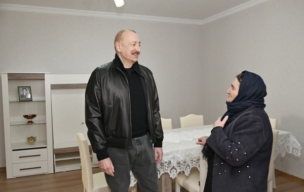 İlham Əliyev Ağdərə rayonuna səfəri zamanı Çapar kəndindəki ailənin qonağı olub