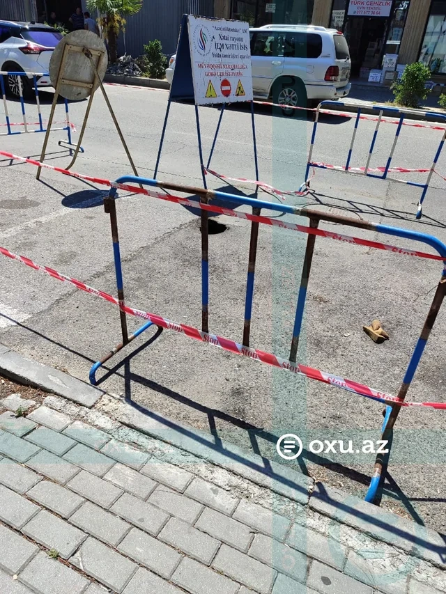 Xətai rayonunda yol çöküb, təhlükəli vəziyyət yaranıb - VİDEO