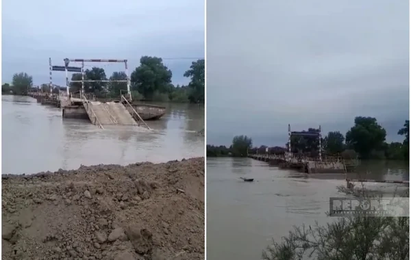 Sabirabadda iki kəndi birləşdirən körpü su altında qaldı