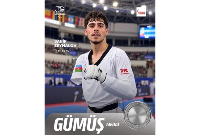 Azərbaycanlı parataekvondoçusu Paris Qran-prisində gümüş medal qazandı - Foto