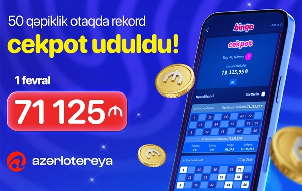 "Azərlotereya"nın "Binqo" oyununda rekord cekpot qazanılıb