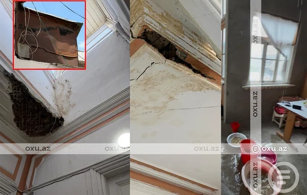 Tarixi binanın damı qəzalı vəziyyətdədir: Sakinlər üçün TƏHLÜKƏ - FOTO - VİDEO