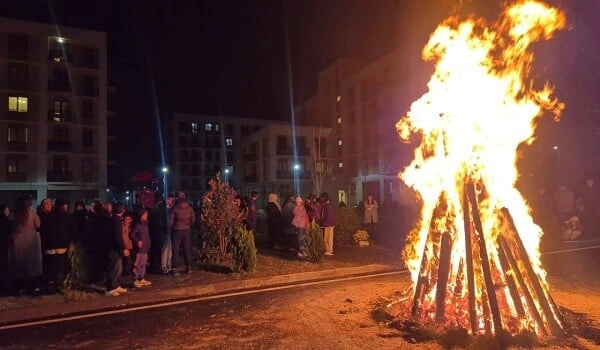 Ağdamda ilk bayram tonqalı qalandı - Foto