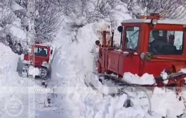 Güclü qar Lerikdə 18 kəndi birləşdirən yolda hərəkəti iflic etdi
