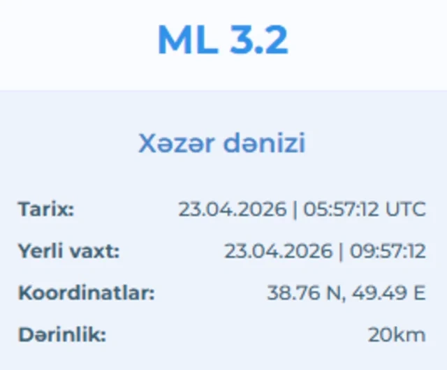 Xəzər dənizində yenidən zəlzələ oldu - FOTO