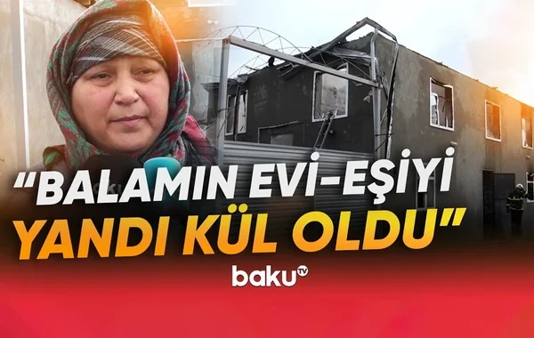 Kürdəmirdə güclü yanğın: İkimərtəbəli ev əşyaları ilə birlikdə kül oldu - VİDEO