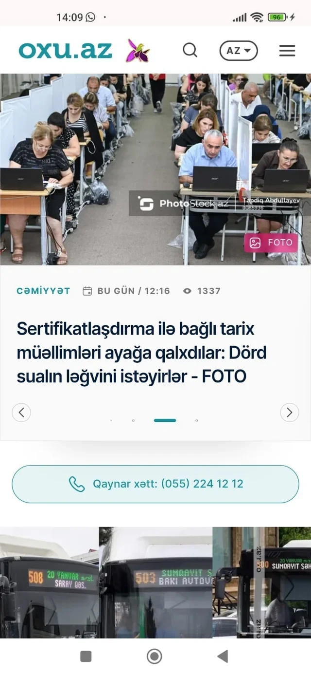 Siz göndərin, biz işıqlandıraq - Oxu.Az-ın "WhatsApp" nömrəsi istifadədə