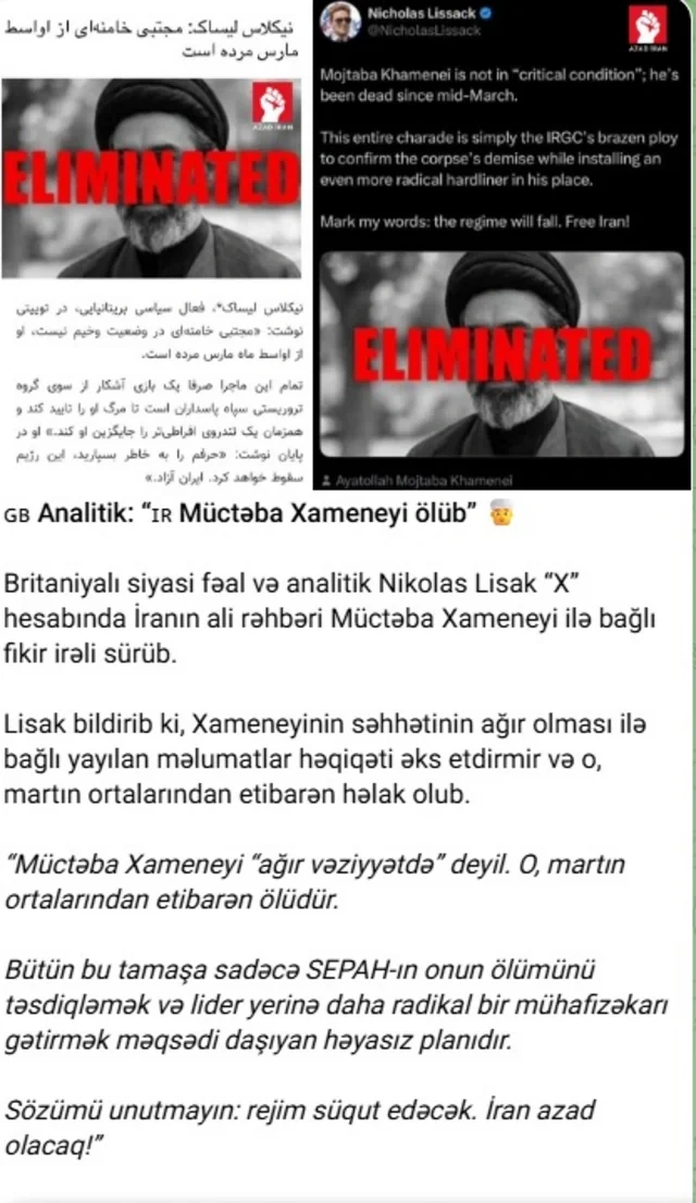 Britaniyalı analitikdən iddia: "Müctəba Xamenei ölüb" - FOTO