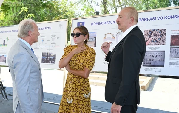 Prezident Naxçıvanda Möminə xatun türbəsində aparılan bərpa işləri ilə tanış olub - FOTO