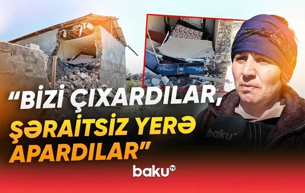 Evi uçan qadın fəryad etdi: "Hamısı, hətta qızımın cehizi də içəridə qalıb" - VİDEO