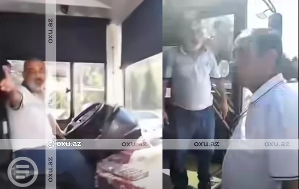 Sumqayıtda avtobus sürücüsü ilə sərnişin arasında mübahisə - VİDEO