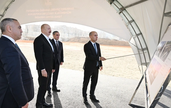 İlham Əliyev Xankəndidə Qarabağ Universitetinin Mühəndislik fakültəsinin binasının təməlini qoyub