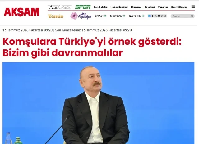 Azərbaycan Prezidentinin IV Şuşa Qlobal Media Forumundakı çıxışı Türkiyə mediasının diqqət mərkəzindədir - FOTO