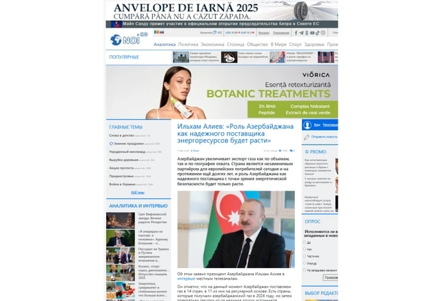 Moldova mediası Prezident İlham Əliyevin yerli telekanallara verdiyi müsahibəsini işıqlandırıb