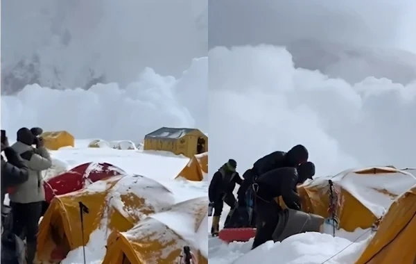 Everestdə buz kütləsi çadır düşərgəsinin üzərinə çökdü: Yaralananlar var - VİDEO