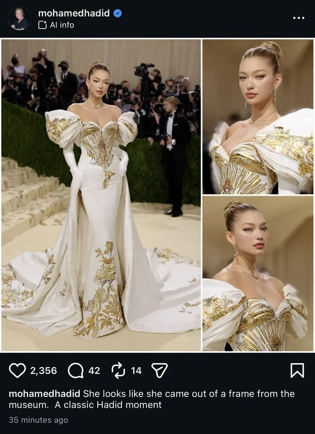 Cici Hadidin süni intellektlə yaradılan fotosu milyarder atasını yanıltdı