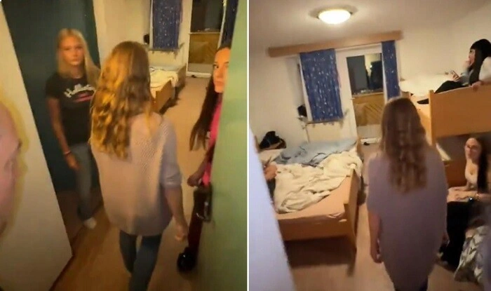 Qızlar yataqxanasında yoxlama: oğlanlar şkafdan çıxdı - Video