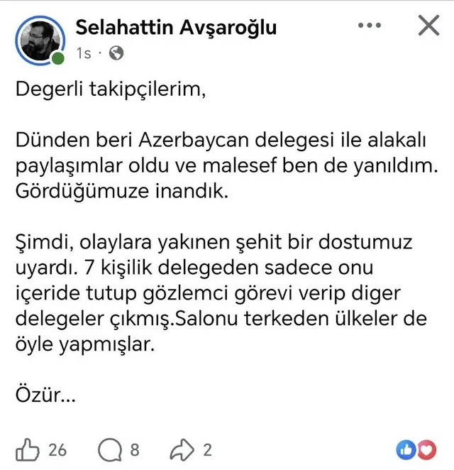 Türkiyəli alim Azərbaycanla bağlı paylaşımına görə ÜZR İSTƏDİ - FOTO
