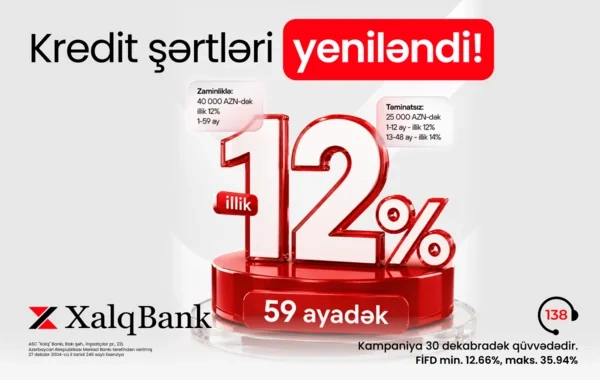 Xalq Bank nağd pul kreditinin şərtlərini yenilədi