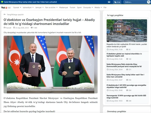 Özbəkistan mətbuatı Azərbaycan Prezidentinin dövlət səfərinin nəticələrini geniş işıqlandırıb - FOTO