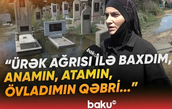 Zabratda xoşagəlməz mənzərə: Qəbirləri su basıb - VİDEO