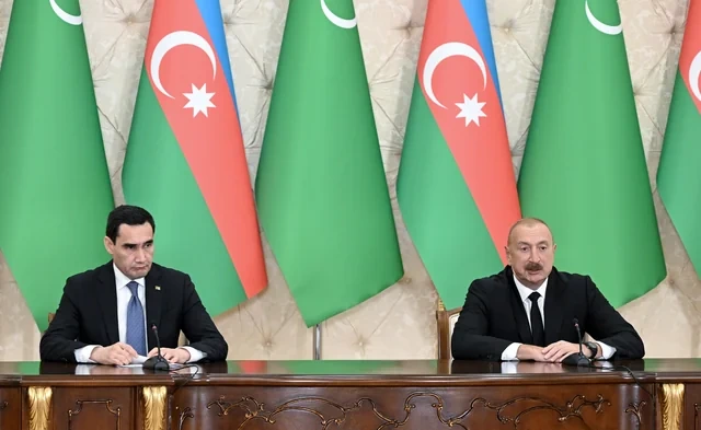 Azərbaycan və Türkmənistan prezidentləri mətbuata bəyanatlarla çıxış ediblər - FOTO - VİDEO