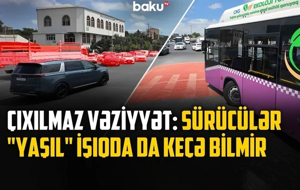 Sürücülərə və piyadalara çətinlik yaradan yol kəsişməsi - VİDEO