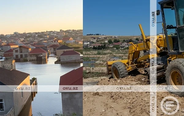 Digah kəndində həyətlər SU ALTINDA QALIB - FOTO - VİDEO