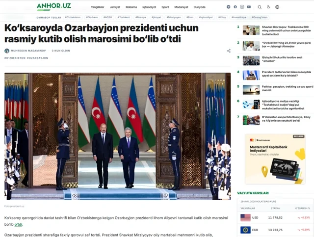 Özbəkistan mətbuatı Azərbaycan Prezidentinin dövlət səfərinin nəticələrini geniş işıqlandırıb - FOTO
