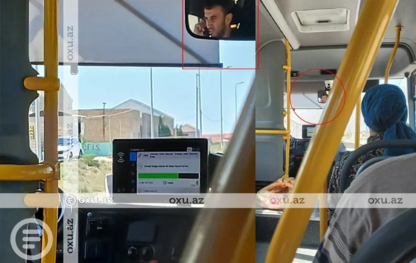 Avtobus sürücüsünün sükan arxasında telefondan istifadə etməsi NARAZILIĞA SƏBƏB OLDU - VİDEO