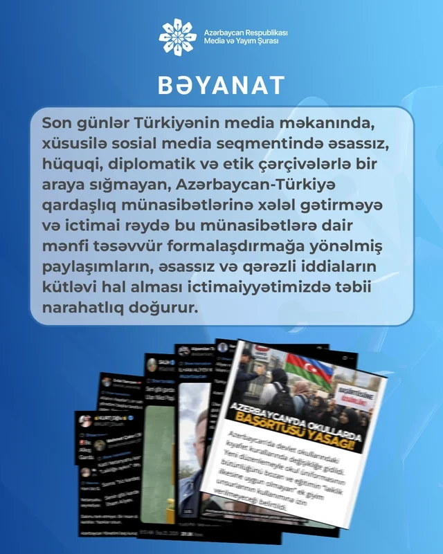Media və Yayım Şurasından Türkiyədə ölkəmizə qarşı kampaniya ilə bağlı BƏYANAT - FOTO