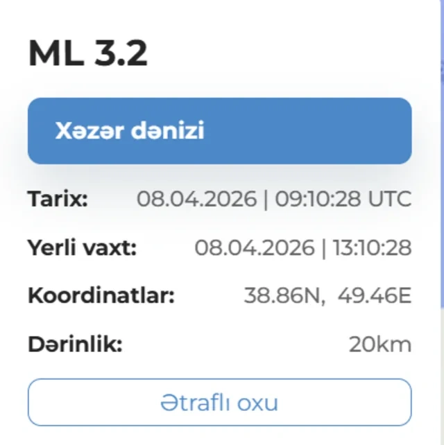 Xəzərdə daha bir ZƏLZƏLƏ OLDU - FOTO