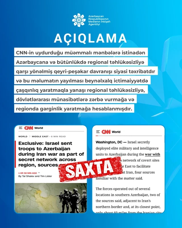 MEDİA: "CNN-dən təkzib verməsini və Azərbaycandan üzr istəməsini tələb edirik" - FOTO
